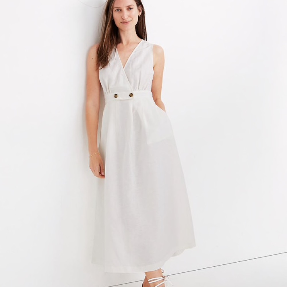 Button-Waist Wrap Mini Dress
